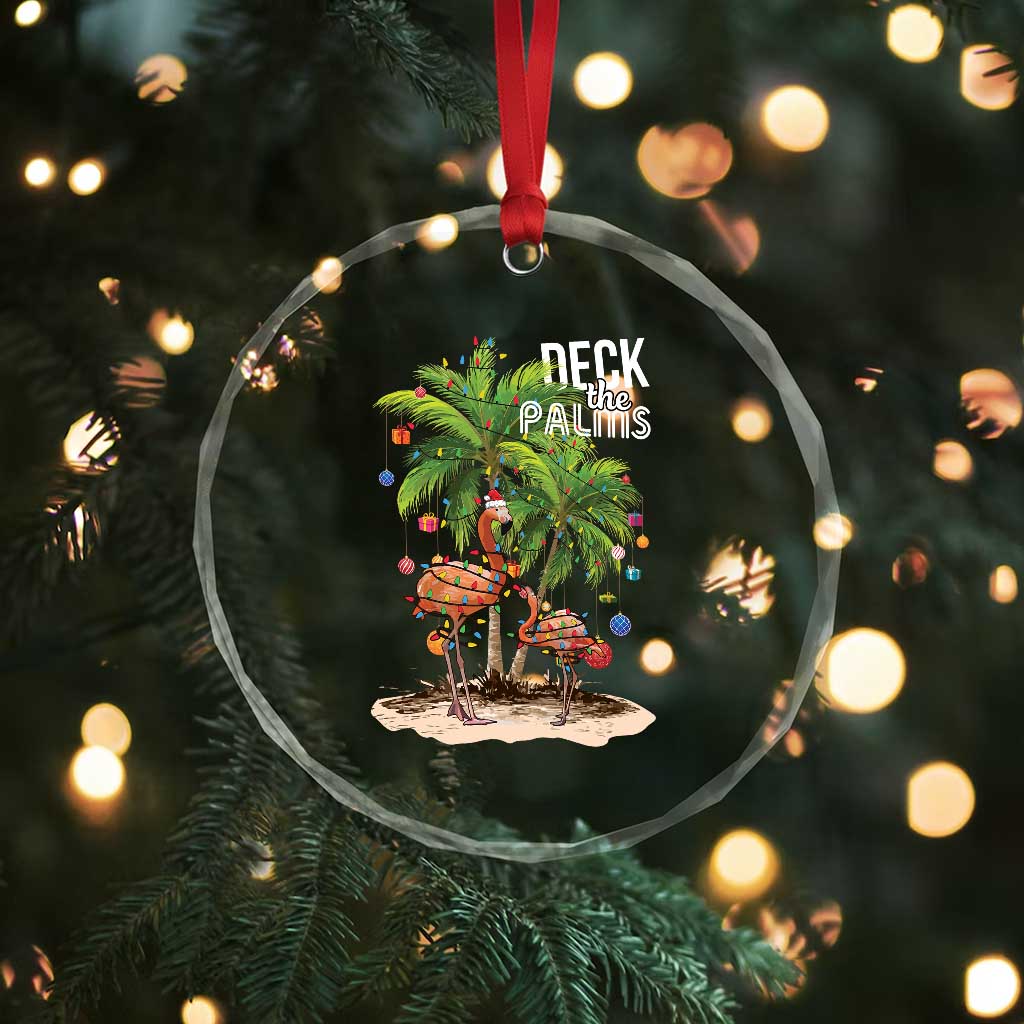 Mele Kalikimaka Hawaiian Xmas Crystal Glass Ornament Deck The Palms Holiday Flamingo Beach Family Vacation In Hawaii TS10 Print Your Wear