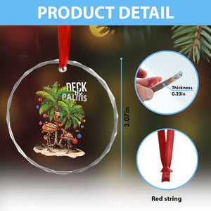 Mele Kalikimaka Hawaiian Xmas Crystal Glass Ornament Deck The Palms Holiday Flamingo Beach Family Vacation In Hawaii TS10 Print Your Wear