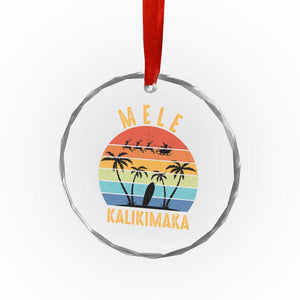 Mele Kalikimaka Hawaiian Xmas Crystal Glass Ornament Retro Hawaii Island Palm Beach Surfboard Surf Xmas Family TS10 Print Your Wear