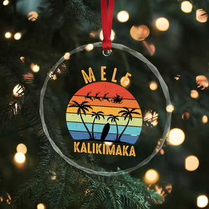 Mele Kalikimaka Hawaiian Xmas Crystal Glass Ornament Retro Hawaii Island Palm Beach Surfboard Surf Xmas Family TS10 Print Your Wear