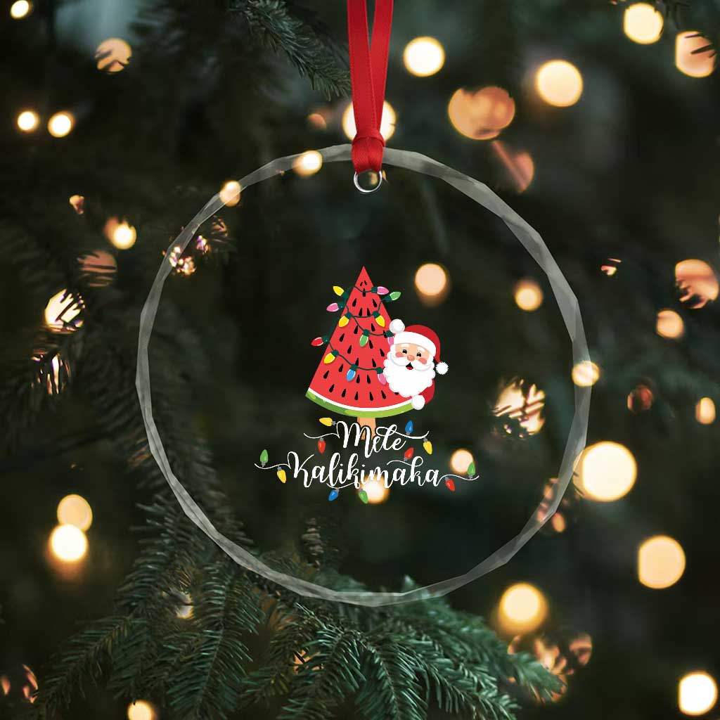 Mele Kalikimaka Hawaiian Xmas In July Hawaii Santa Crystal Glass Ornament Watermelon Summer Tree Tropical Gift Family Holiday TS10 Print Your Wear