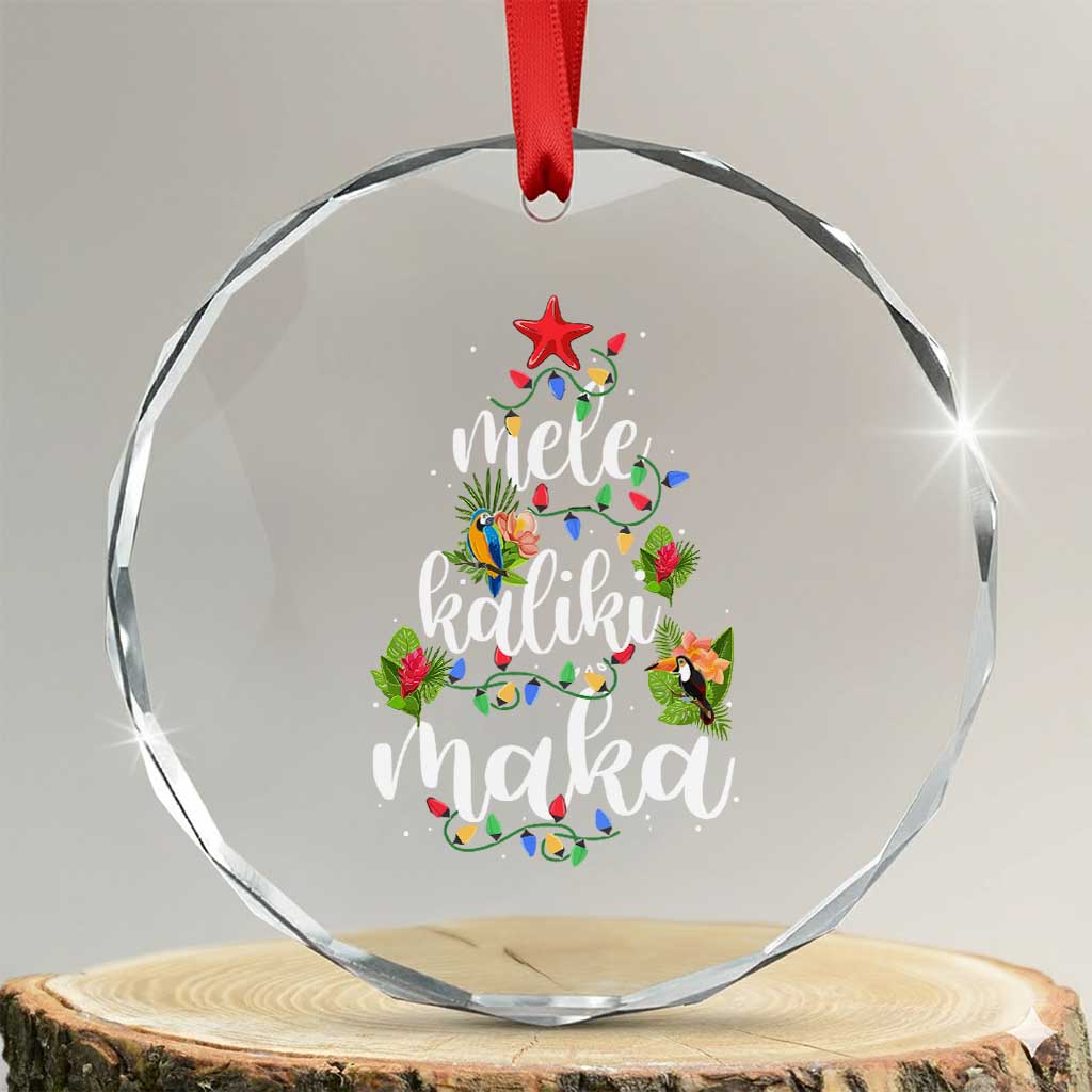 Mele Kalikimaka Hawaiian Xmas Tree Crystal Glass Ornament TS09 Transparent Glass 3'' Circle Print Your Wear