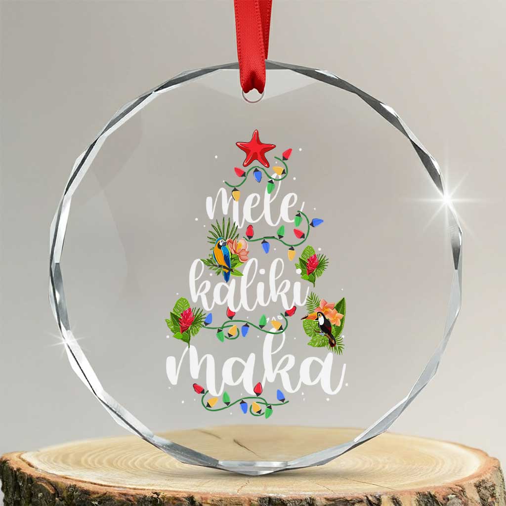Mele Kalikimaka Hawaiian Xmas Tree Crystal Glass Ornament TS09 Transparent Glass 3'' Circle Print Your Wear
