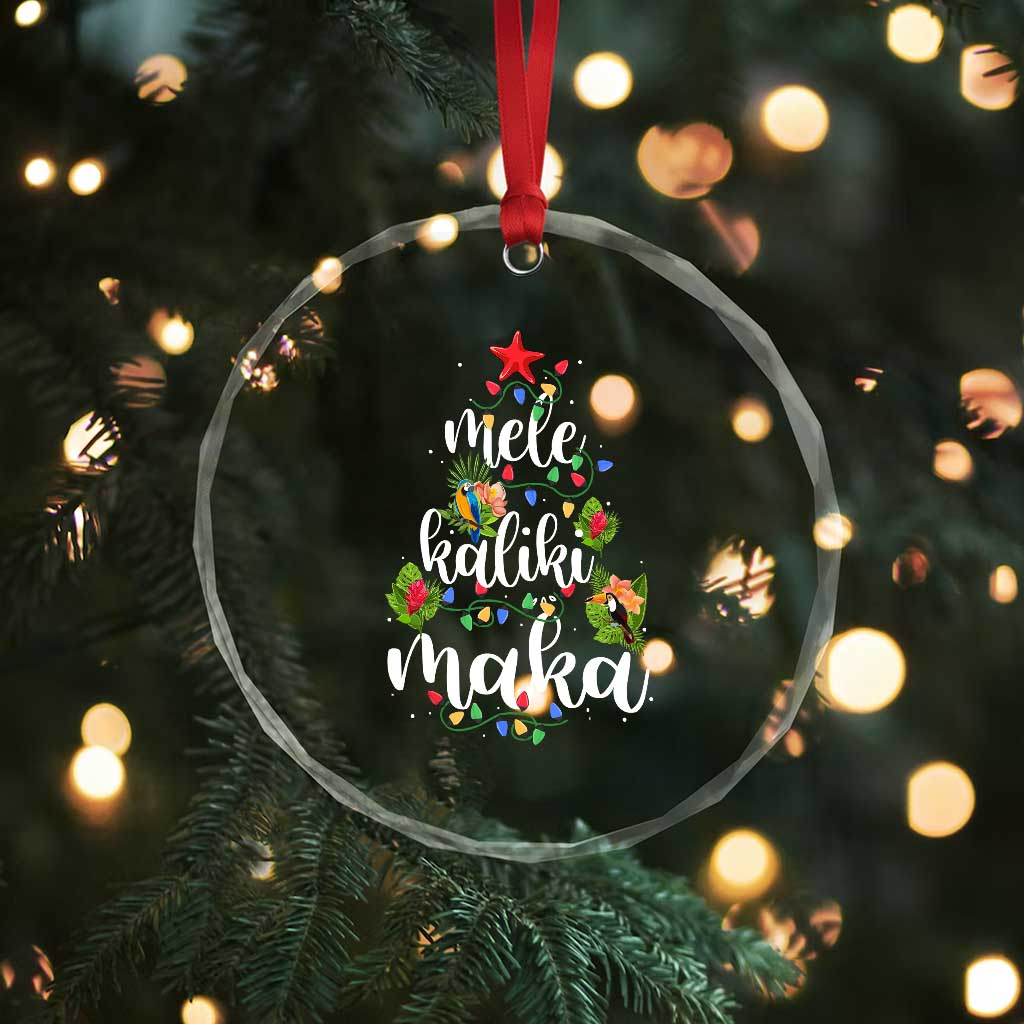 Mele Kalikimaka Hawaiian Xmas Tree Crystal Glass Ornament TS09 Print Your Wear