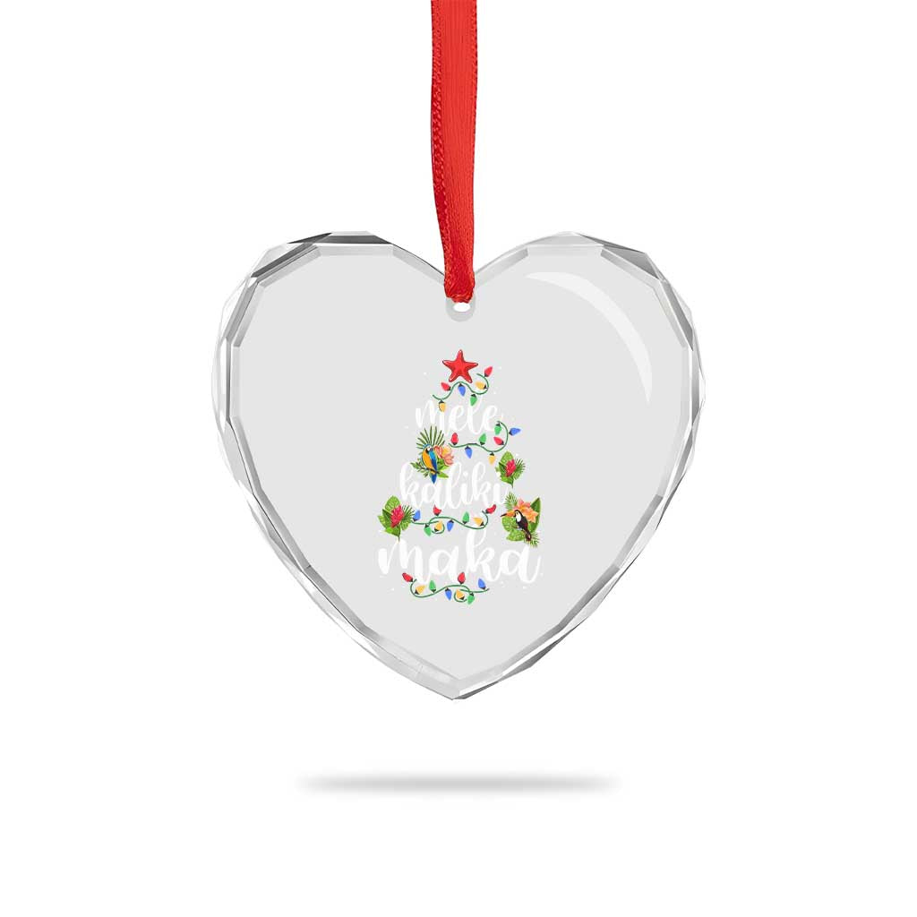 Mele Kalikimaka Hawaiian Xmas Tree Heart Crystal Glass Ornament TS09 Print Your Wear