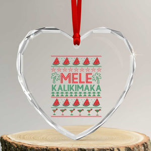 Mele Kalikimaka Heart Crystal Glass Ornament Hawaiian Ugly Christmas Sweater