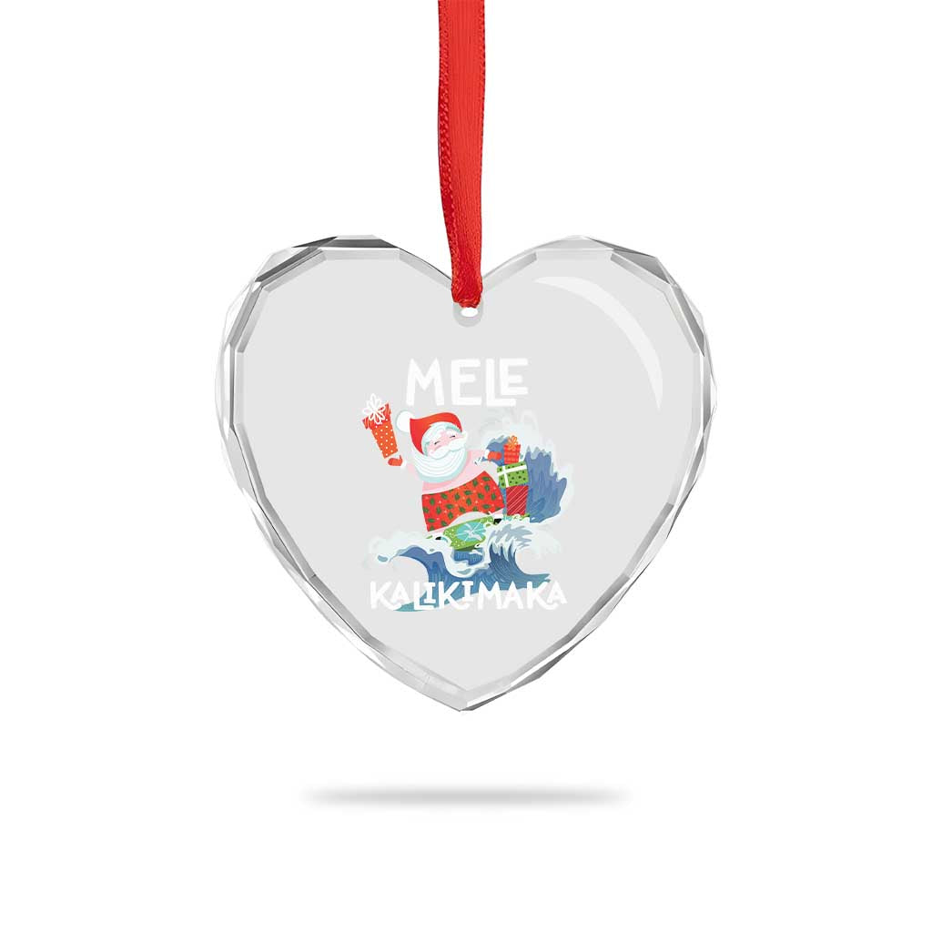 Mele Kalikimaka Heart Crystal Glass Ornament Surfing Cute Santa Hawaiian Christmas TS09 Print Your Wear