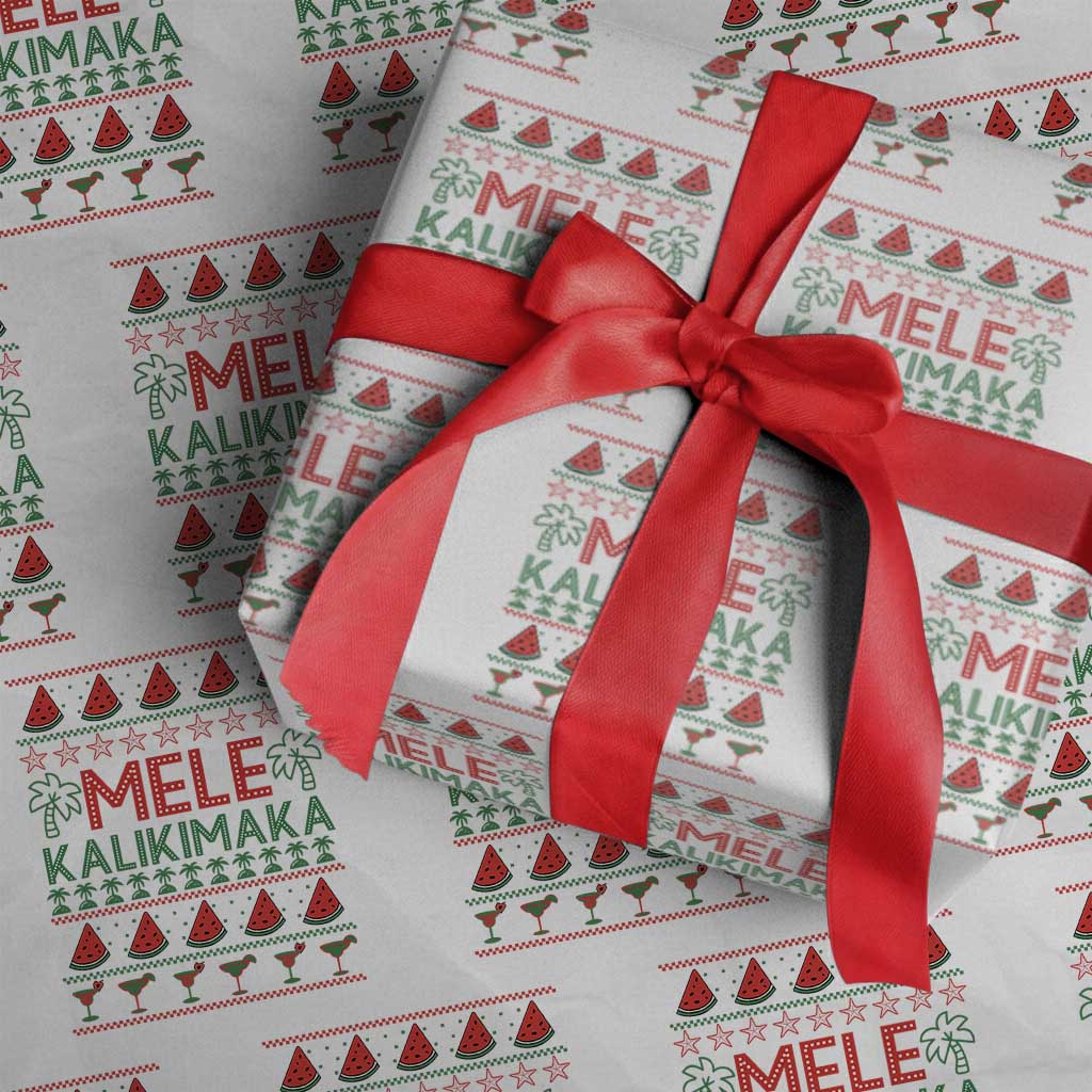 Mele Kalikimaka Wrapping Paper Roll Hawaiian Ugly Christmas Sweater TS12 White Print Your Wear