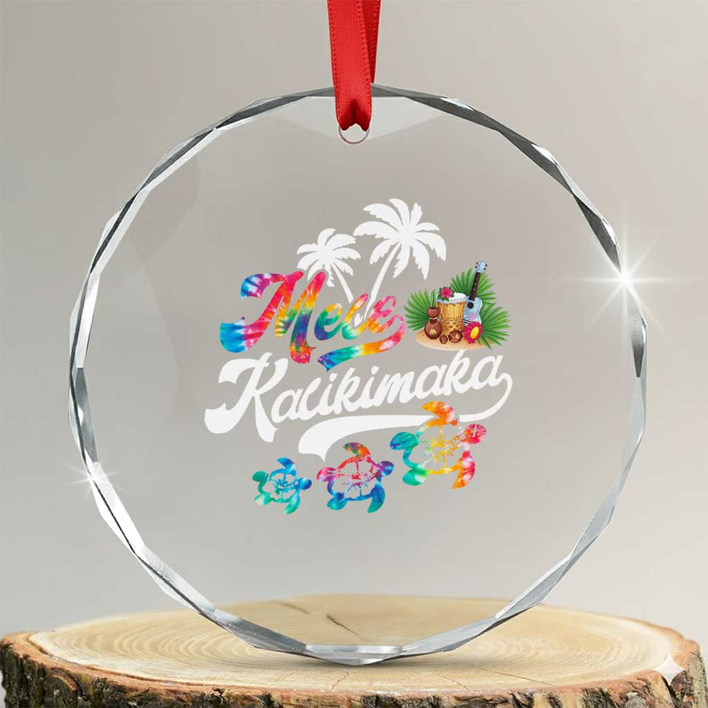 Mele Kalikimaka Tie Dye Xmas Turtle Crystal Glass Ornament TS09 Transparent Glass 3'' Circle Print Your Wear