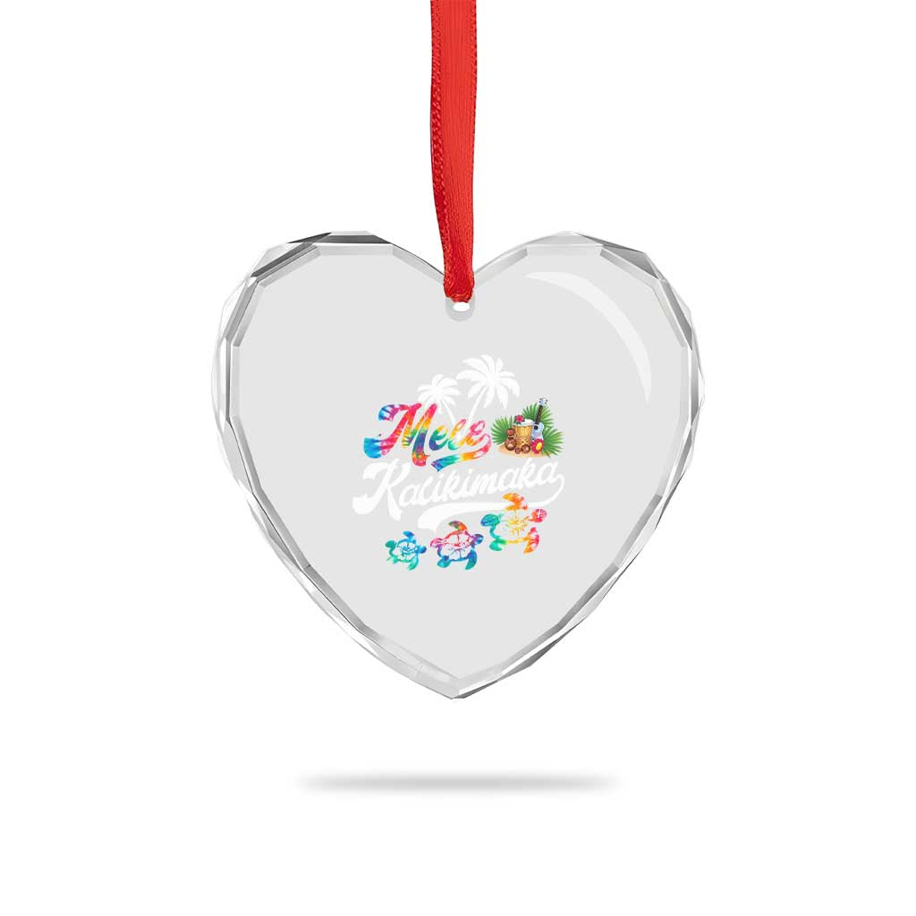 Mele Kalikimaka Tie Dye Xmas Turtle Heart Crystal Glass Ornament TS09 Print Your Wear