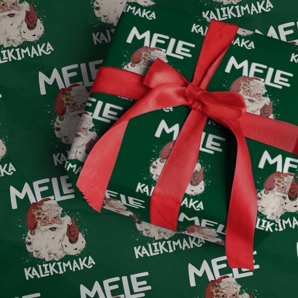 Mele Kalikimaka Wrapping Paper Roll Hawaii Christmas Party Santa TS10 Green Print Your Wear