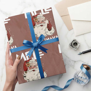 Mele Kalikimaka Wrapping Paper Roll Hawaii Christmas Party Santa TS10 Mocha Print Your Wear