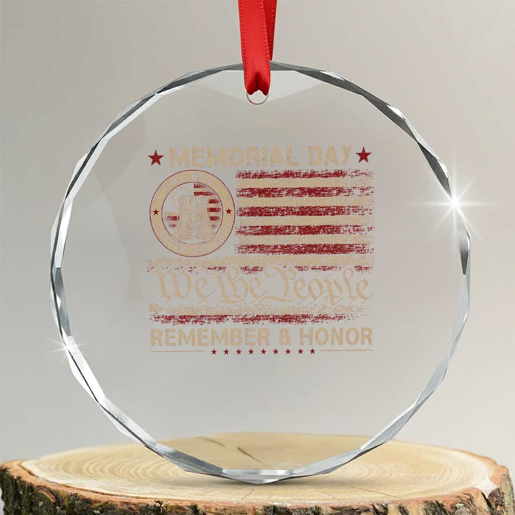 Memorial Day Crystal Glass Ornament Remember And Honor Red Poppy Flower Military Veteran TS11 Transparent Glass 3'' Circle Print Your Wear