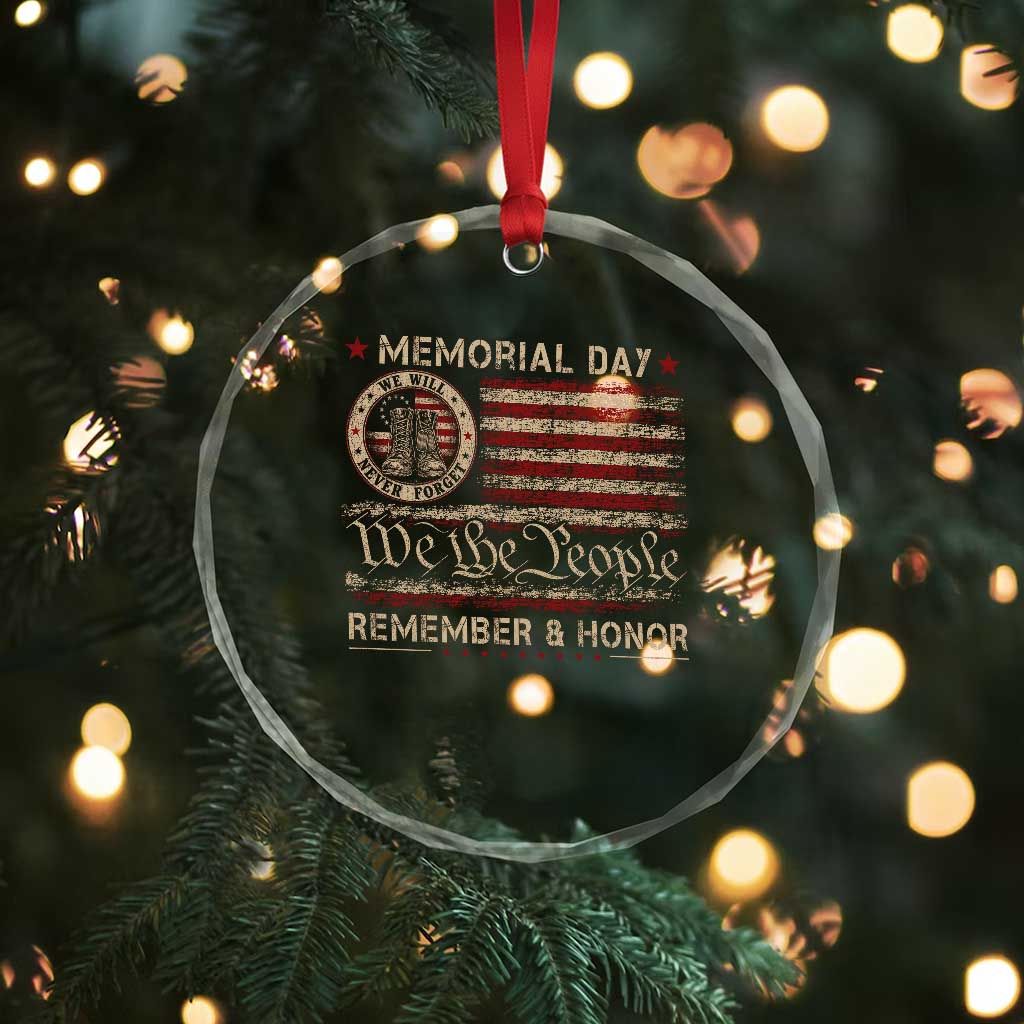 Memorial Day Crystal Glass Ornament Remember And Honor Red Poppy Flower Military Veteran TS11 Print Your Wear