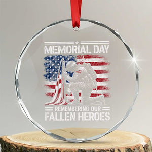 Memorial Day Crystal Glass Ornament Remembering Our Fallen Heroes Veteran Day American Flag TS11 Transparent Glass 3'' Circle Print Your Wear