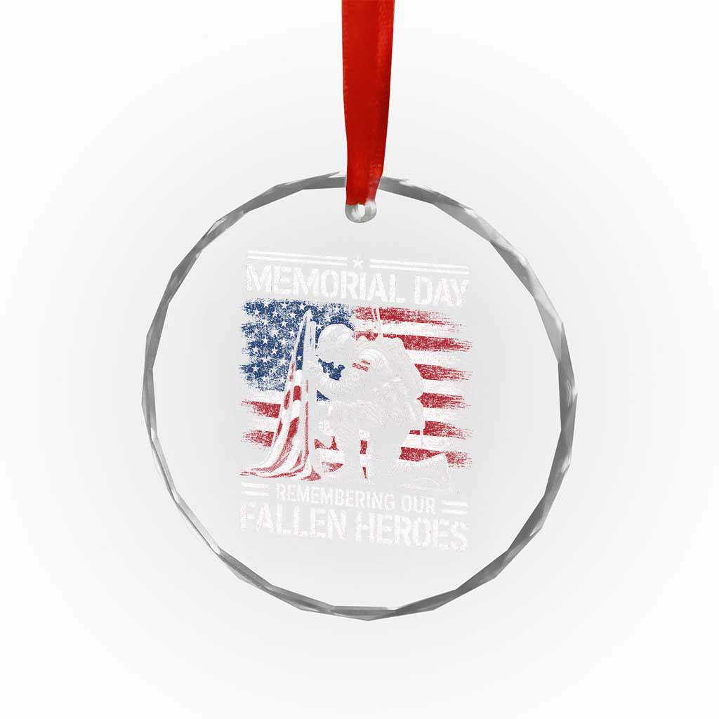 Memorial Day Crystal Glass Ornament Remembering Our Fallen Heroes Veteran Day American Flag TS11 Print Your Wear