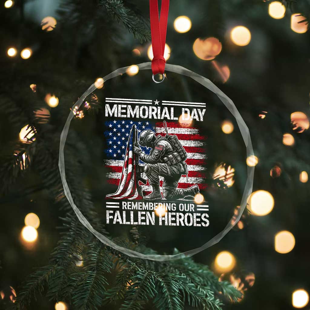 Memorial Day Crystal Glass Ornament Remembering Our Fallen Heroes Veteran Day American Flag TS11 Print Your Wear