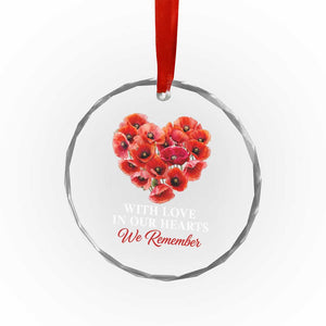 Memorial Day Crystal Glass Ornament With Love In Our Hearts We Remember Red Poppy Flower TS11 Print Your Wear