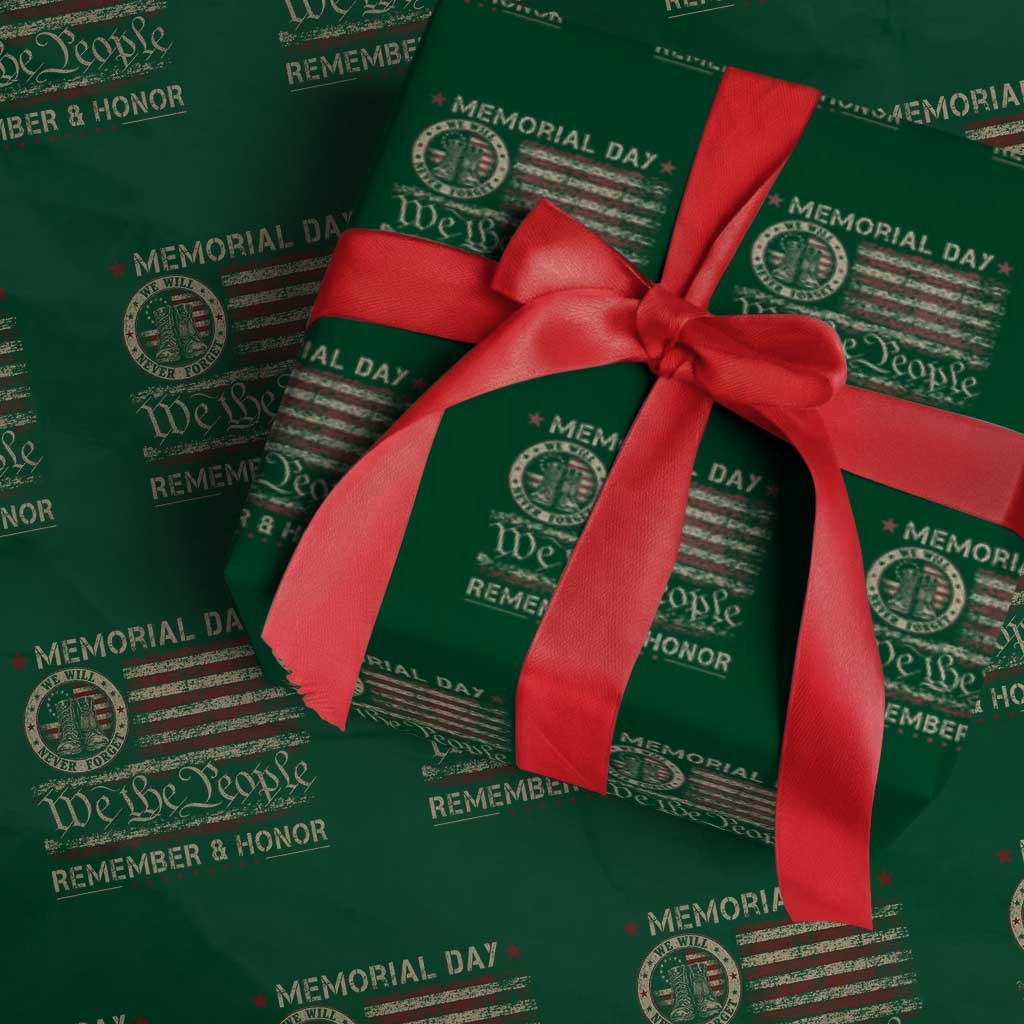 Memorial Day Wrapping Paper Roll Remember And Honor Red Poppy Flower Military Veteran TS11 Green Print Your Wear