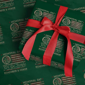 Memorial Day Wrapping Paper Roll Remember And Honor Red Poppy Flower Military Veteran TS11 Green Print Your Wear
