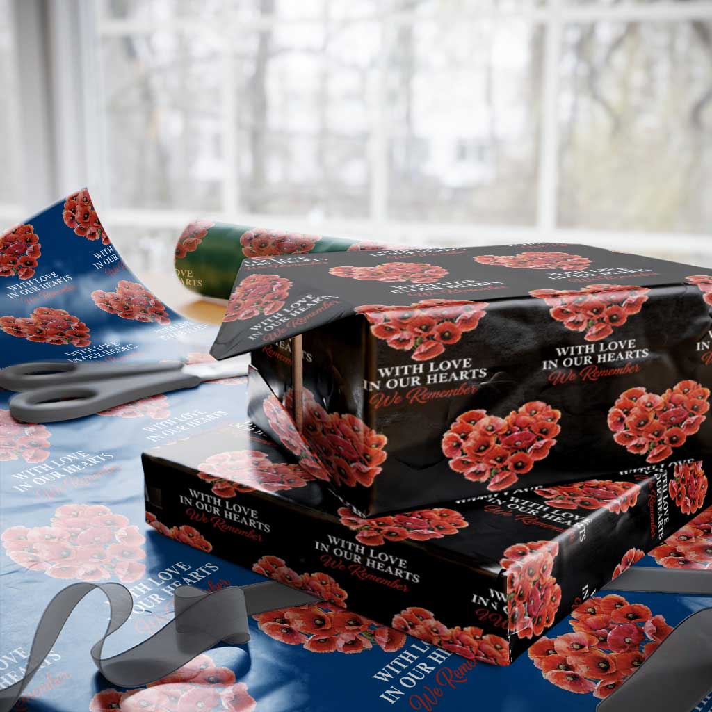 Memorial Day Wrapping Paper Roll With Love In Our Hearts We Remember Red Poppy Flower TS11 Black Print Your Wear