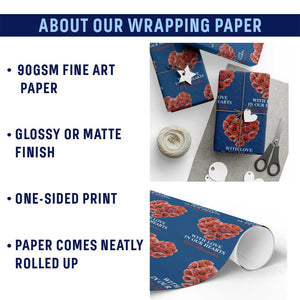 Memorial Day Wrapping Paper Roll With Love In Our Hearts We Remember Red Poppy Flower TS11 Print Your Wear