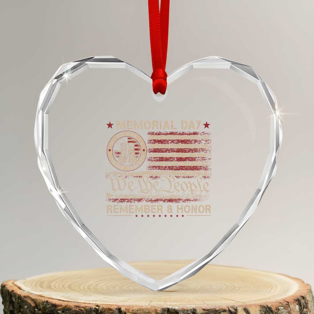 Memorial Day Heart Crystal Glass Ornament Remember And Honor Red Poppy Flower Military Veteran TS11 Transparent Glass 3'' Heart Print Your Wear