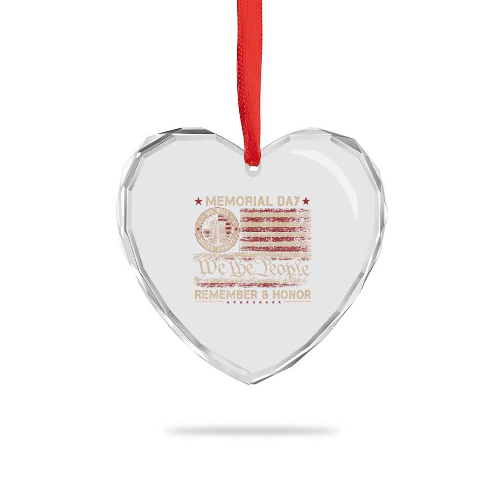 Memorial Day Heart Crystal Glass Ornament Remember And Honor Red Poppy Flower Military Veteran TS11 Print Your Wear
