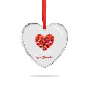 Memorial Day Heart Crystal Glass Ornament With Love In Our Hearts We Remember Red Poppy Flower TS11 Print Your Wear