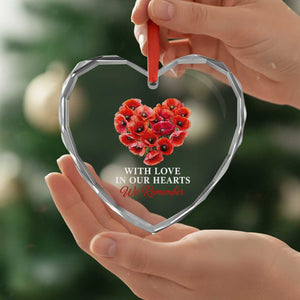 Memorial Day Heart Crystal Glass Ornament With Love In Our Hearts We Remember Red Poppy Flower TS11 Print Your Wear