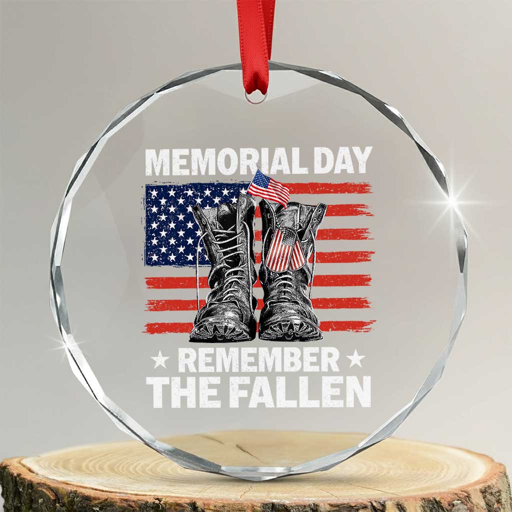 Memorial Day Remember The Fallen Crystal Glass Ornament Veteran Military Vintage USA Flag TS10 Transparent Glass 3'' Circle Print Your Wear