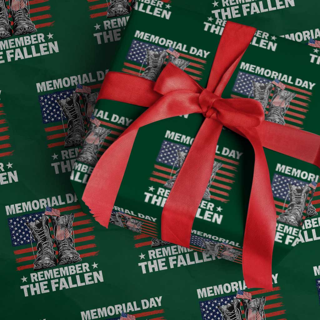 Memorial Day Remember The Fallen Wrapping Paper Roll Veteran Military Vintage USA Flag TS10 Green Print Your Wear