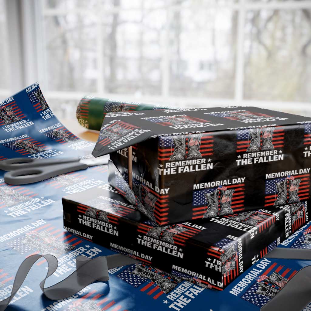 Memorial Day Remember The Fallen Wrapping Paper Roll Veteran Military Vintage USA Flag TS10 Black Print Your Wear