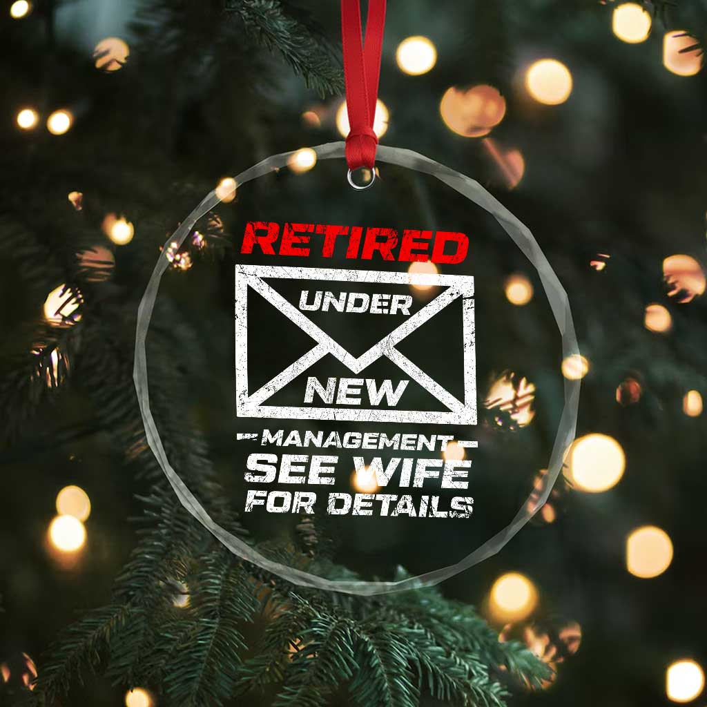 Mens Postal Worker Retirement Crystal Glass Ornament Retired Under New Management Funny Dad Humor TS10 Print Your Wear