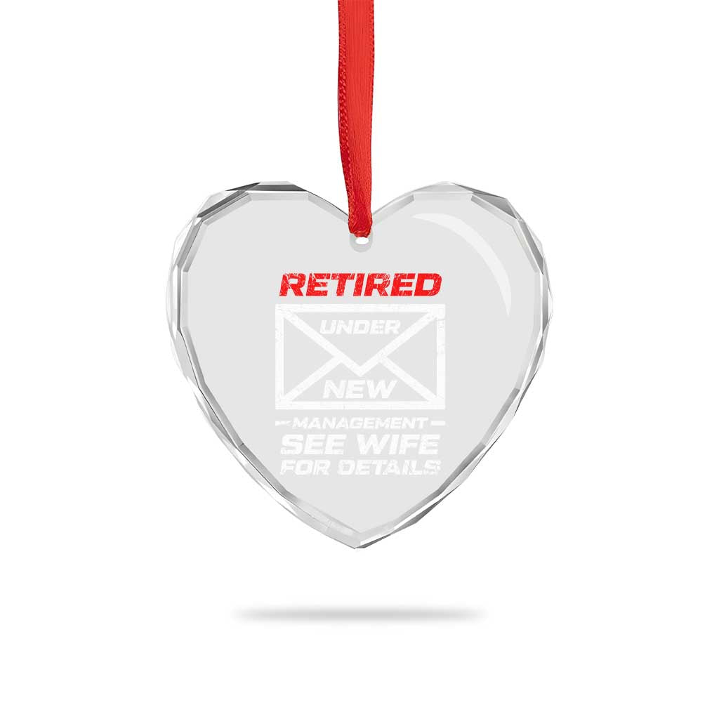 Mens Postal Worker Retirement Heart Crystal Glass Ornament Retired Under New Management Funny Dad Humor TS10 Print Your Wear