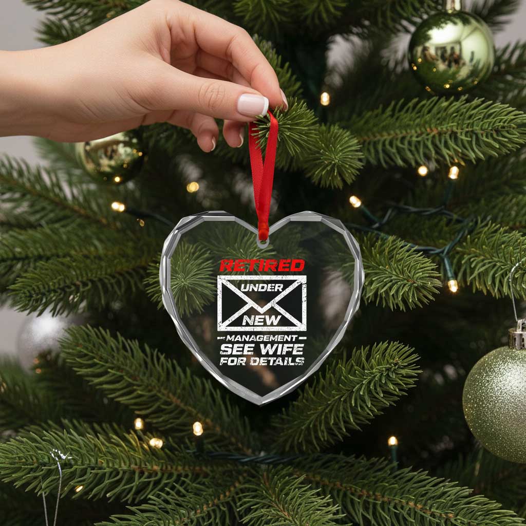 Mens Postal Worker Retirement Heart Crystal Glass Ornament Retired Under New Management Funny Dad Humor TS10 Print Your Wear