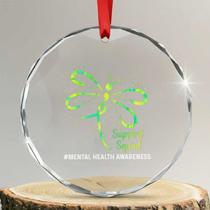 Mental Health Awarenes Crystal Glass Ornament Support Squad Green Ribbon TS14 Transparent Glass 3'' Circle Print Your Wear