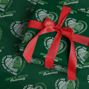 Mental Health Awarenes Wrapping Paper Roll Green Ribbon Inspirational Psychologist Therapist TS14 Green Print Your Wear