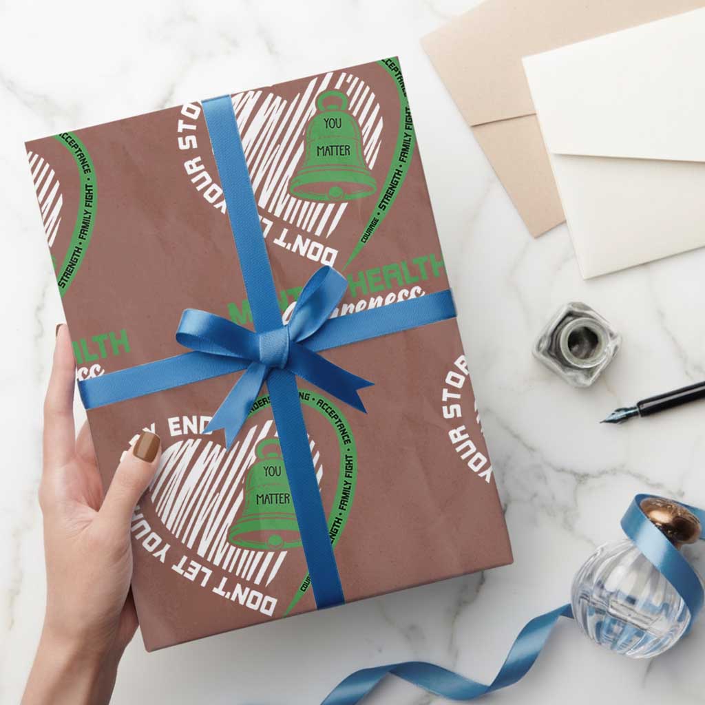 Mental Health Awarenes Wrapping Paper Roll Green Ribbon Inspirational Psychologist Therapist TS14 Mocha Print Your Wear