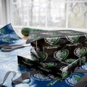 Mental Health Awarenes Wrapping Paper Roll Green Ribbon Inspirational Psychologist Therapist TS14 Black Print Your Wear