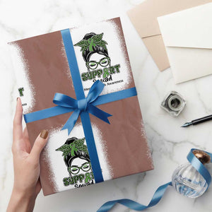 Mental Health Awarenes Wrapping Paper Roll Messy Bun Green Ribbon Support TS14 Mocha Print Your Wear