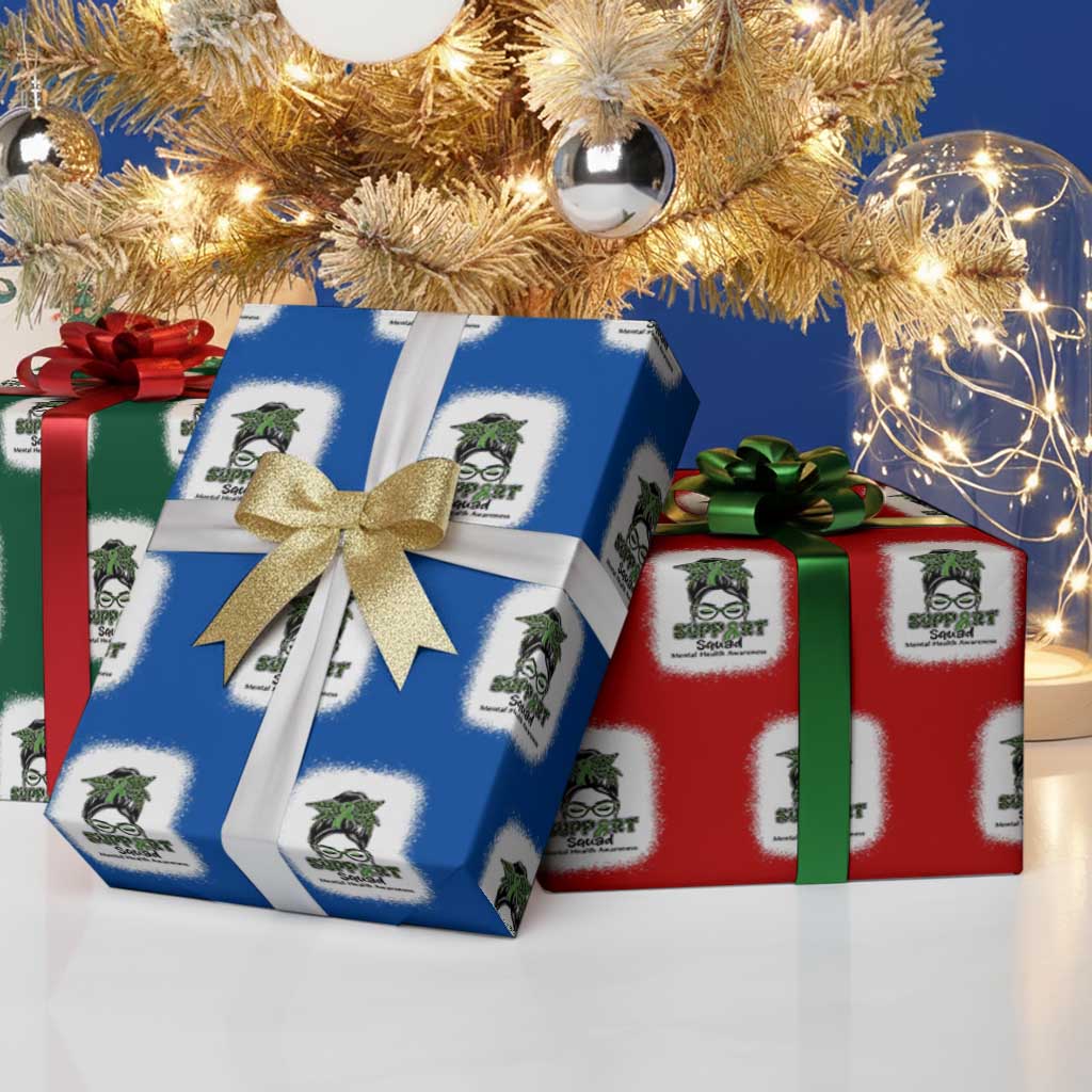 Mental Health Awarenes Wrapping Paper Roll Messy Bun Green Ribbon Support TS14 Print Your Wear