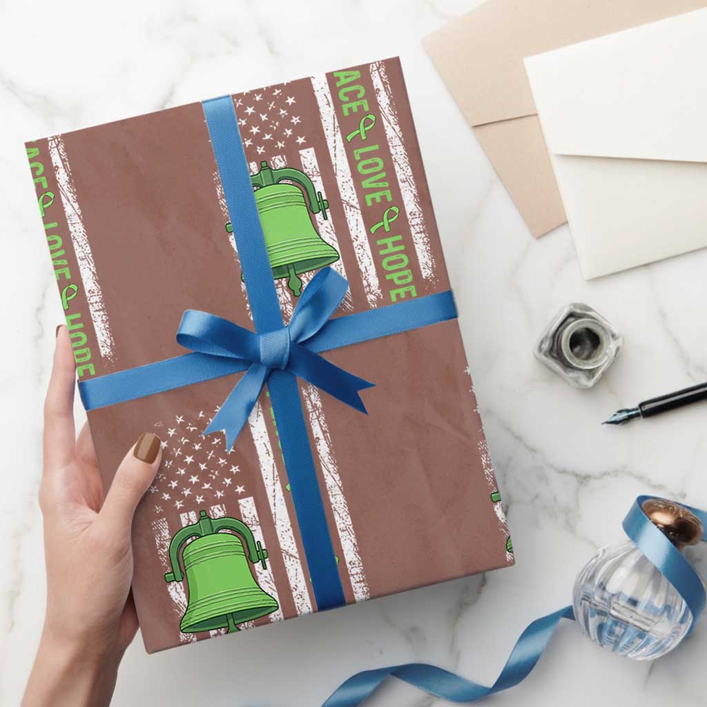 Mental Health Awarenes Wrapping Paper Roll Peace Love Hope Green Ribbon TS14 Mocha Print Your Wear