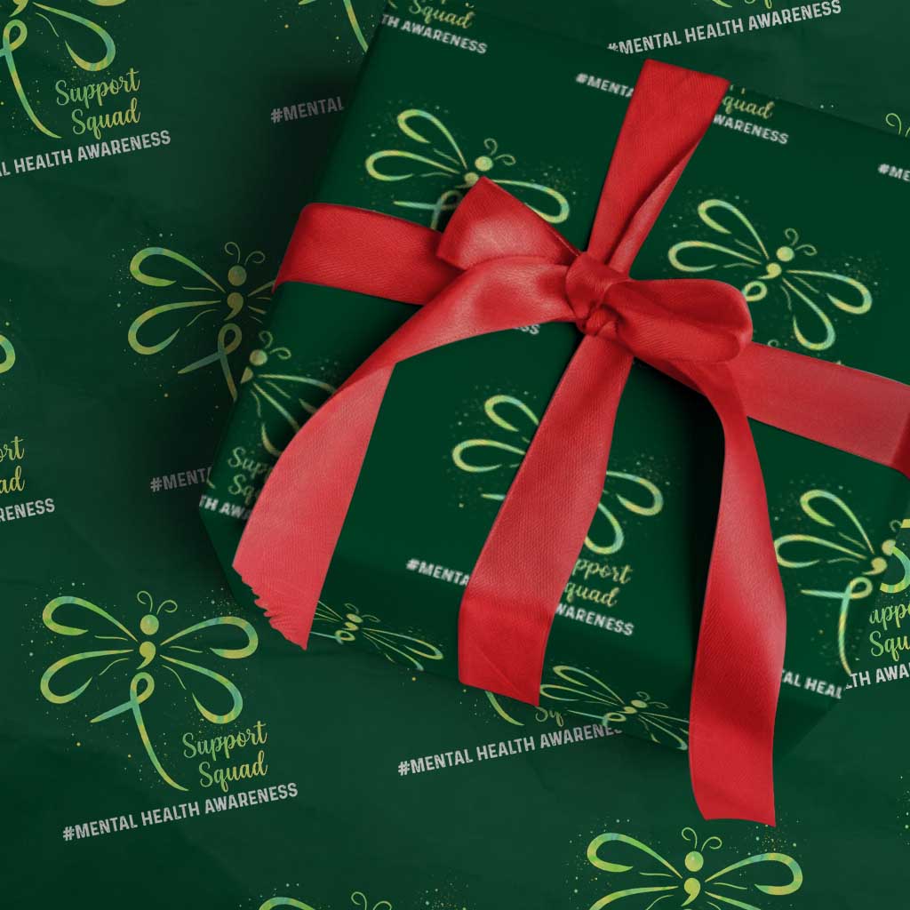 Mental Health Awarenes Wrapping Paper Roll Support Squad Green Ribbon TS14 Green Print Your Wear
