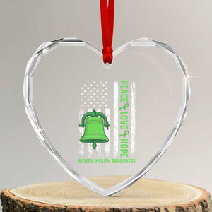 Mental Health Awarenes Heart Crystal Glass Ornament Peace Love Hope Green Ribbon TS14 Transparent Glass 3'' Heart Print Your Wear