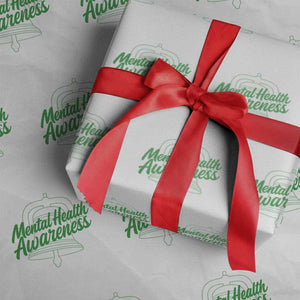 Mental Health Matters Awareness Wrapping Paper Roll Support Squad Green Ribbon TS14 White Print Your Wear
