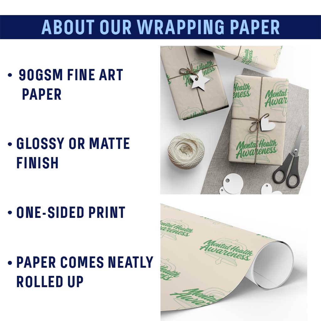 Mental Health Matters Awareness Wrapping Paper Roll Support Squad Green Ribbon TS14 Print Your Wear