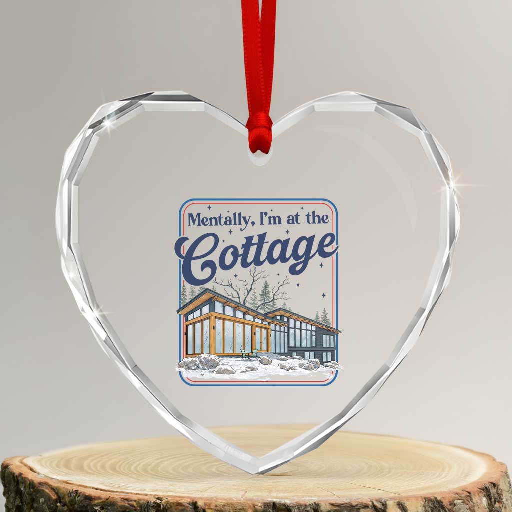 Mentally I'm at the Cottage Heart Crystal Glass Ornament Funny Hockey Romance TS14 Transparent Glass 3'' Heart Print Your Wear