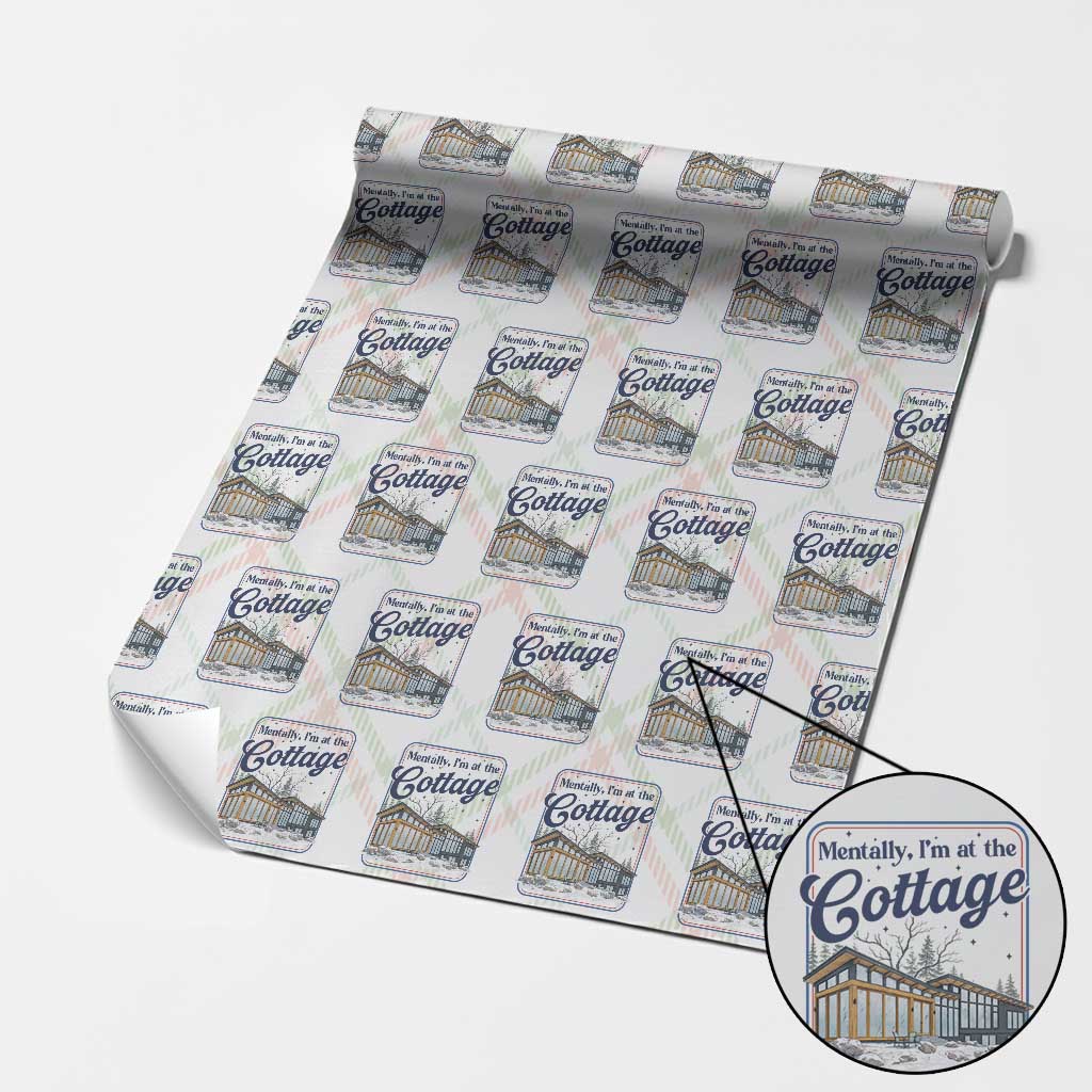 Mentally I'm at the Cottage Wrapping Paper Roll Funny Hockey Romance TS14 Christmas Plaid Print Your Wear