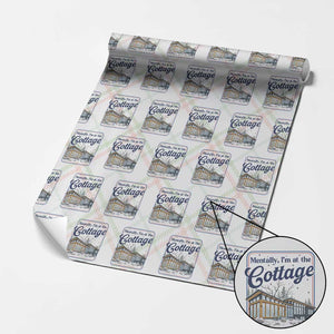Mentally I'm at the Cottage Wrapping Paper Roll Funny Hockey Romance TS14 Christmas Plaid Print Your Wear